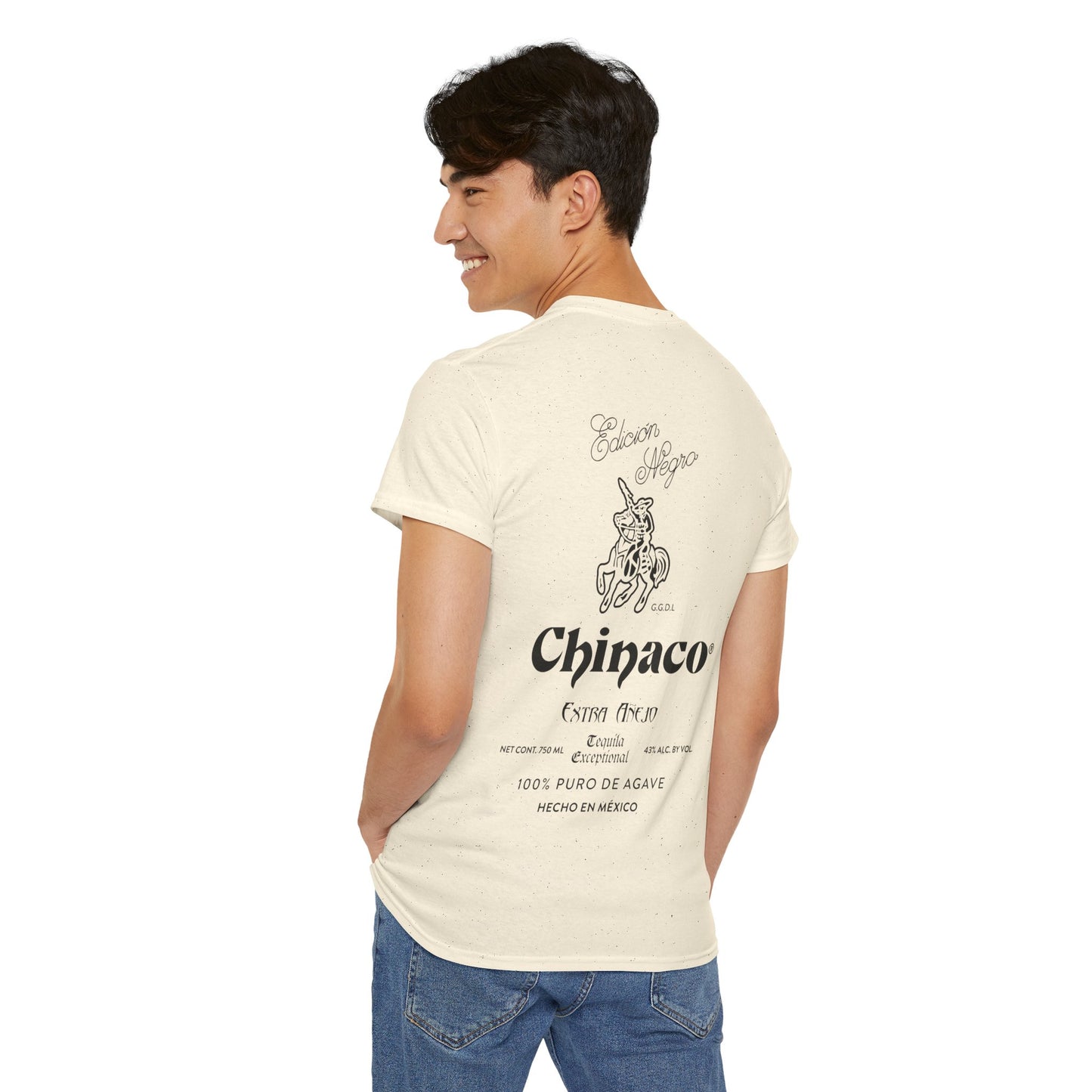 Chinaco Tequila Retro Short Sleeve Gildan 5000 T-Shirt with Front and Back Logo