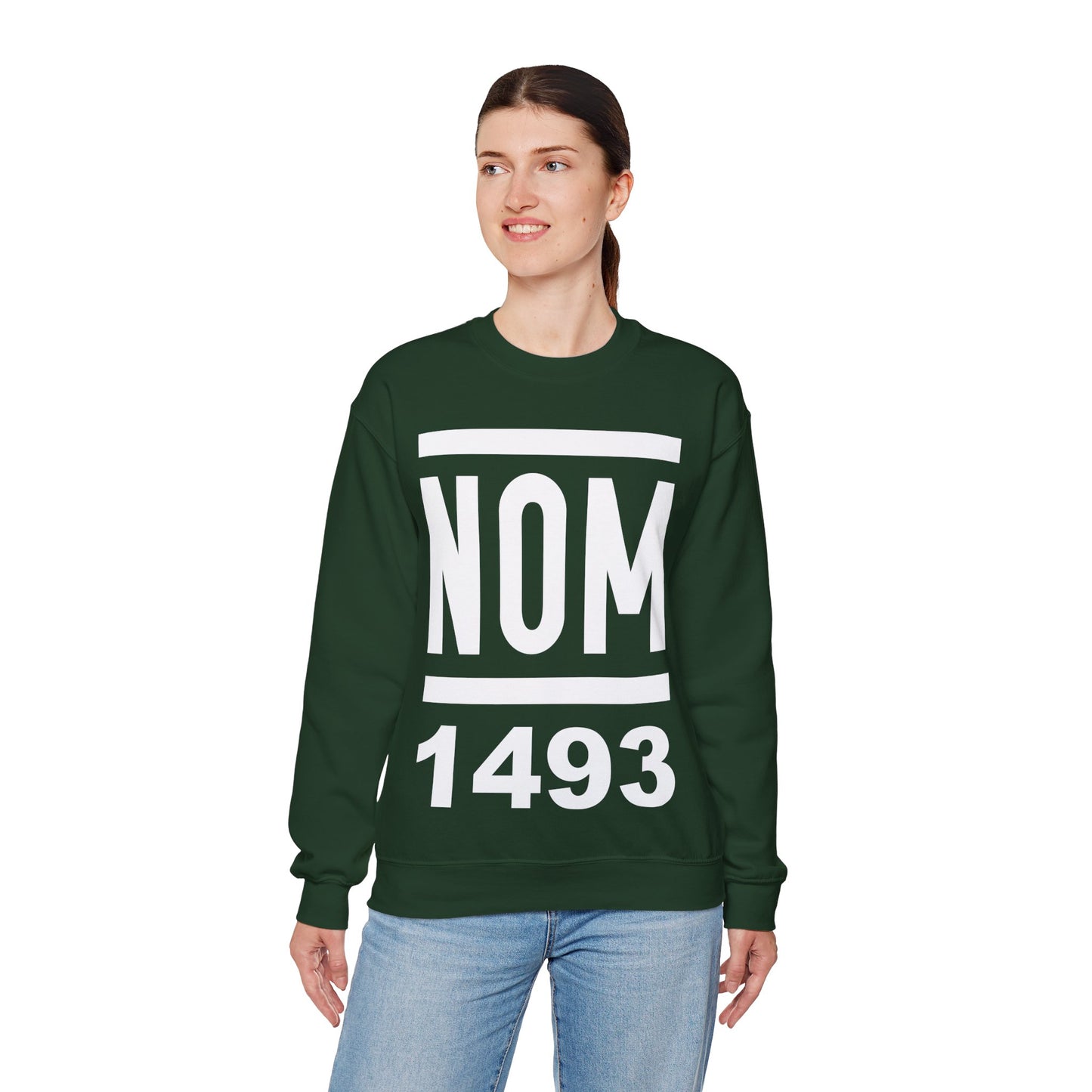 NOM 1493 Gilden 18000 Crewneck Sweatshirt with Front Logo