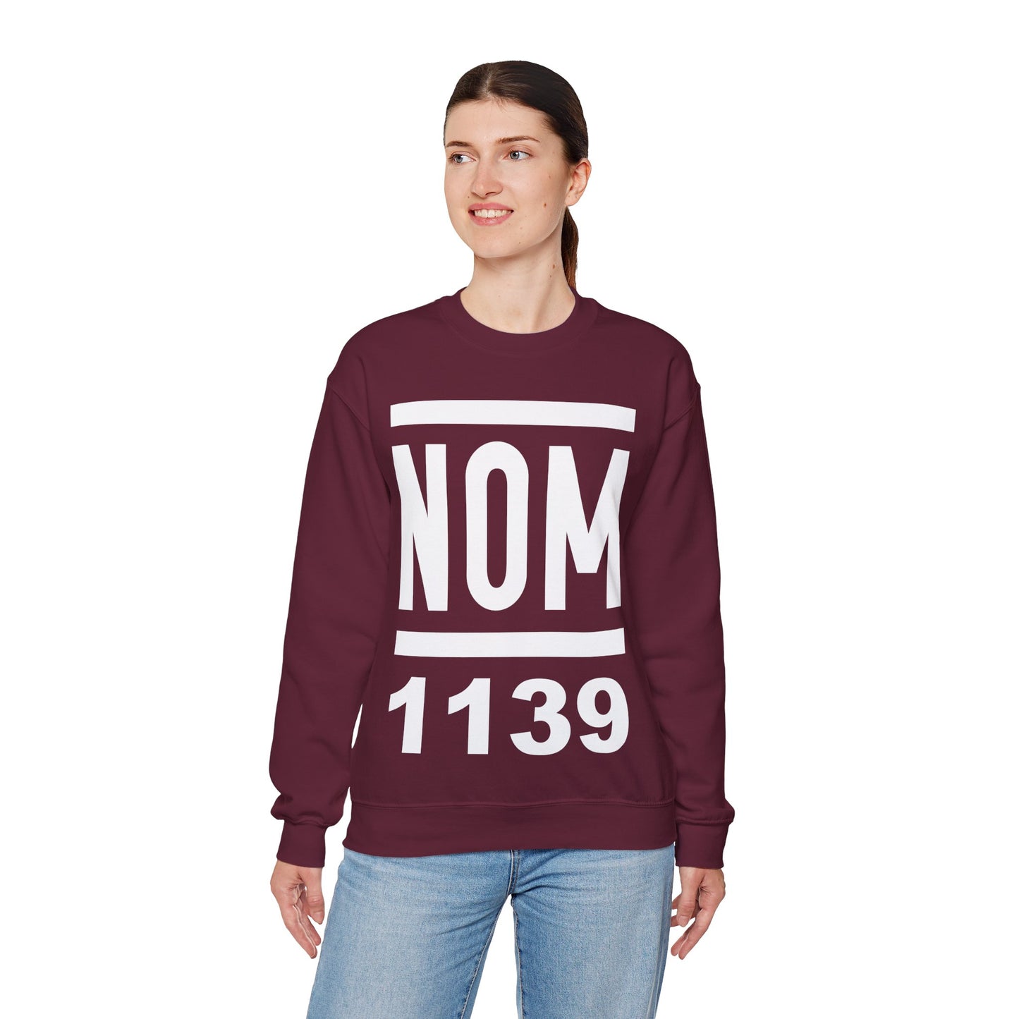 NOM 1139 Gilden 18000 Crewneck Sweatshirt with Front Logo