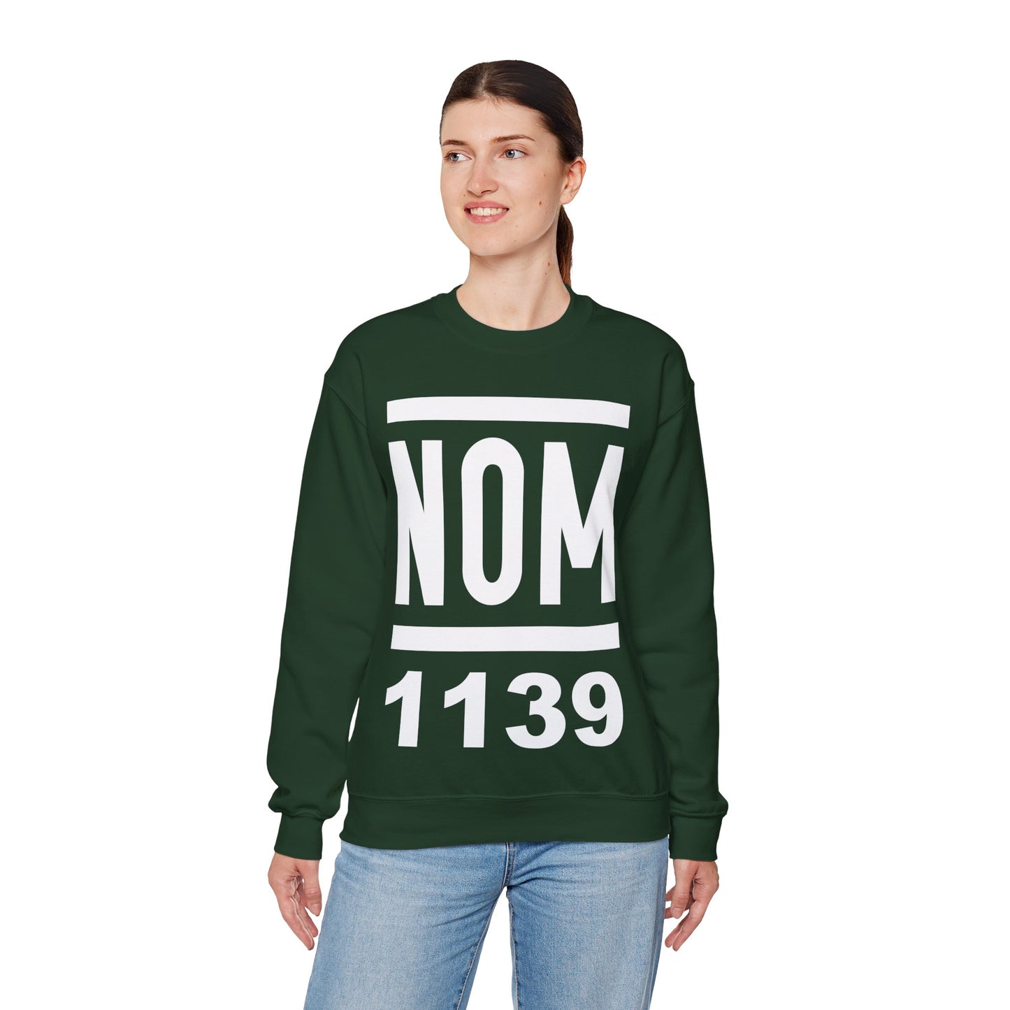 NOM 1139 Gilden 18000 Crewneck Sweatshirt with Front Logo