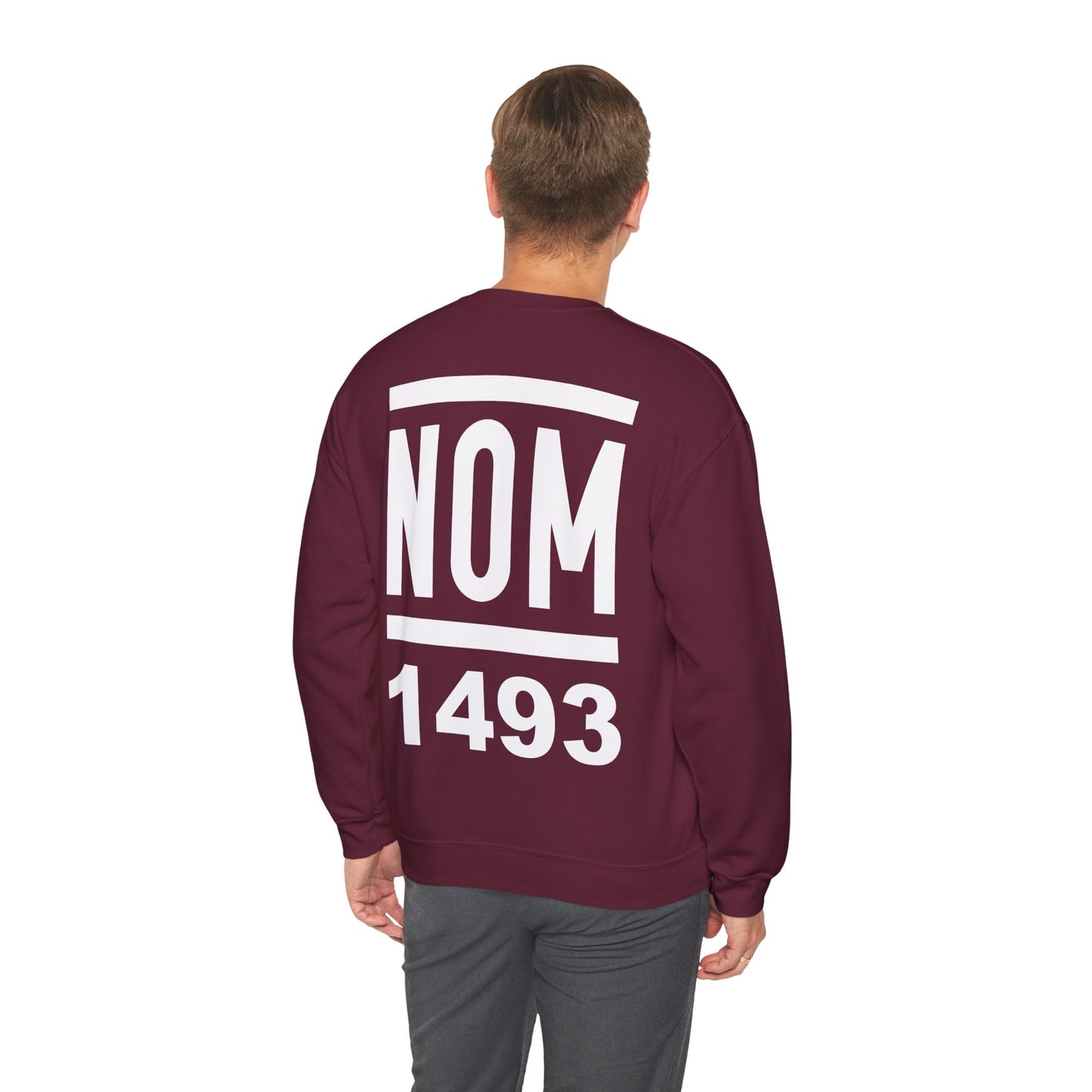 NOM 1493 Gilden 18000 Crewneck Sweatshirt with Front and Back Logo